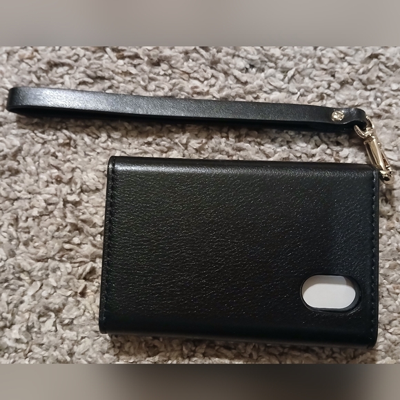 🖤 Kate Spade New York Black Leather Wristlet Card Holder Tech Case NWT - Picture 4 of 6